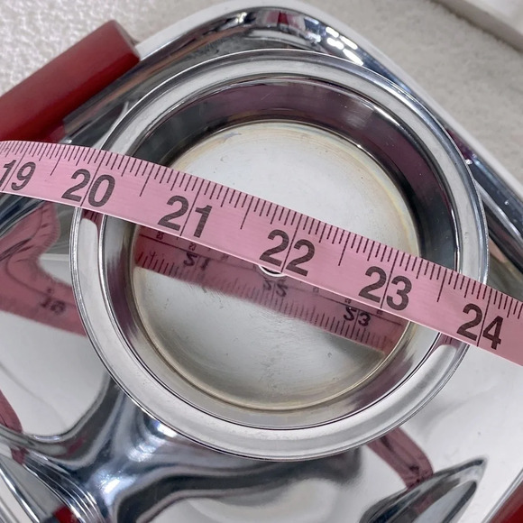 Vintage Glo Hill Gourmates Chrome Serving Tray W Cherry Red Bakelite Accents - Picture 13 of 13